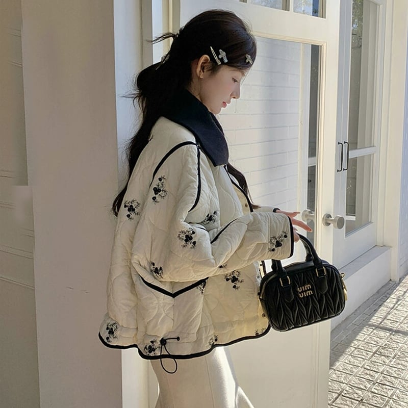 ミルフィーユクローゼット　ラビットファー　コート　バックリボン　ビジューボタン ミルフィーユクローゼット ラビットファー コート バックリボン