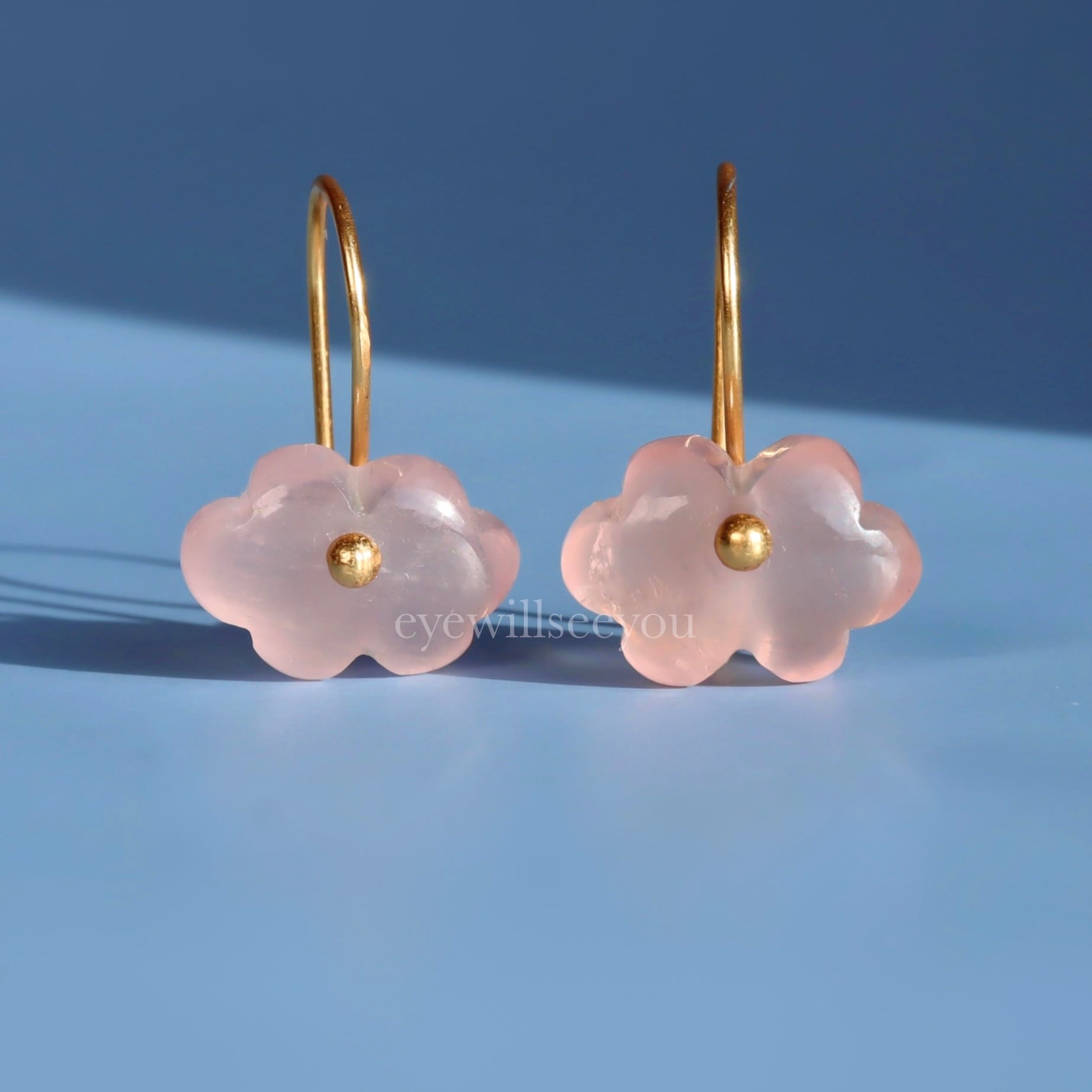 再入荷）Rose quartz cloud earrings ローズクォーツ クラウドピアス