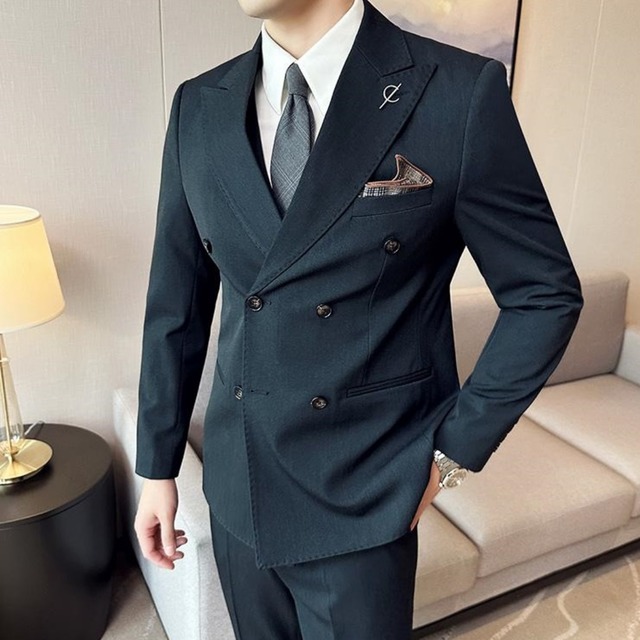 ブリティッシュスタイル ダブルブレストスーツ スリーピース 3カラー A2386
