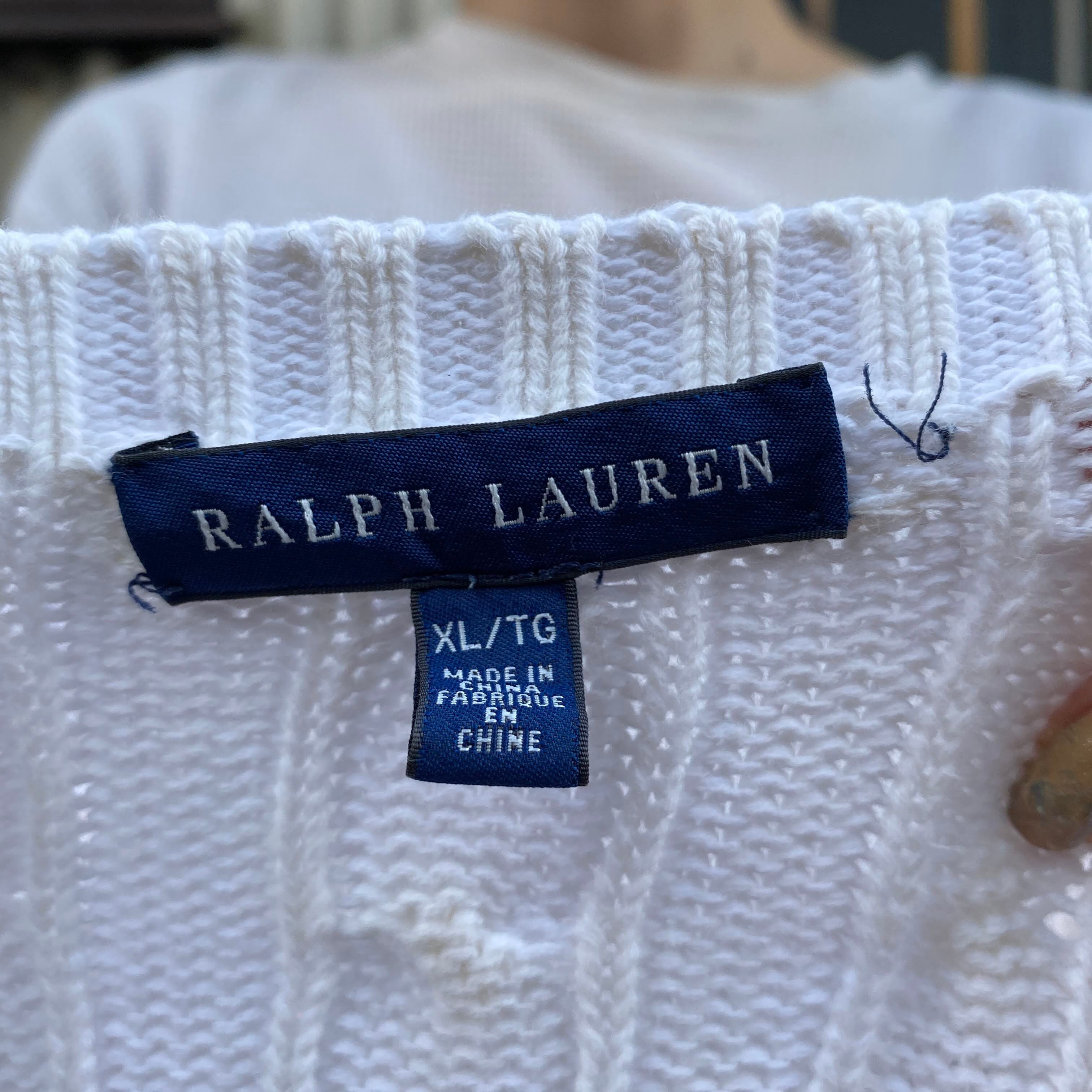 Ralph Lauren ラルフローレン ケーブルニット コットンニットセーター レディースXL 古着 ホワイト  白【ニットセーター】【cs2212-15a】 | cave 古着屋【公式】古着通販サイト