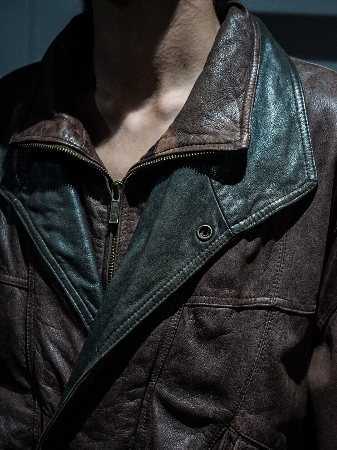 add (C) vintage】Layered Gimmick Brown Color Vintage Leather 