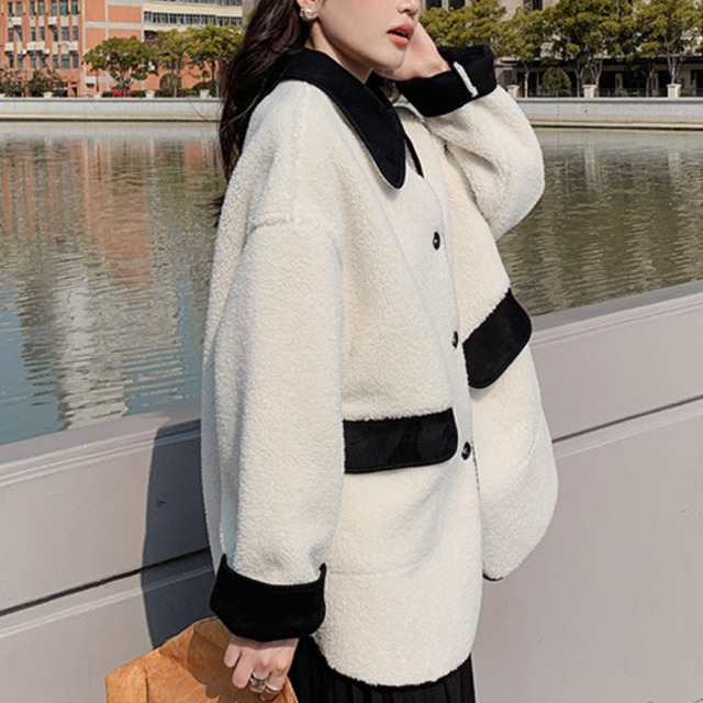 Two-tone midi coat【2col】00218