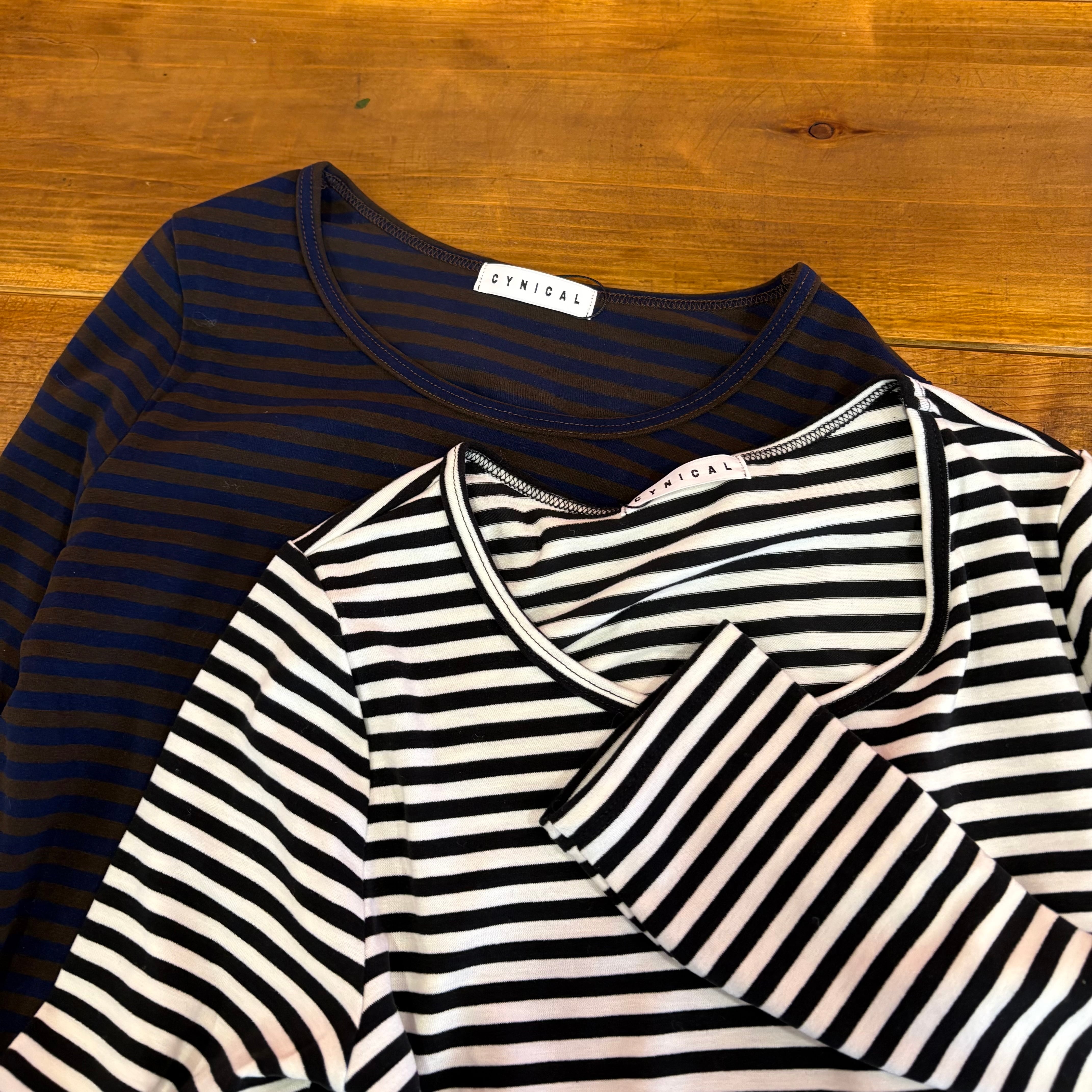 BROWNのみ【 CYNICAL 】ラグウォーム クルーネックボーダーカットソー