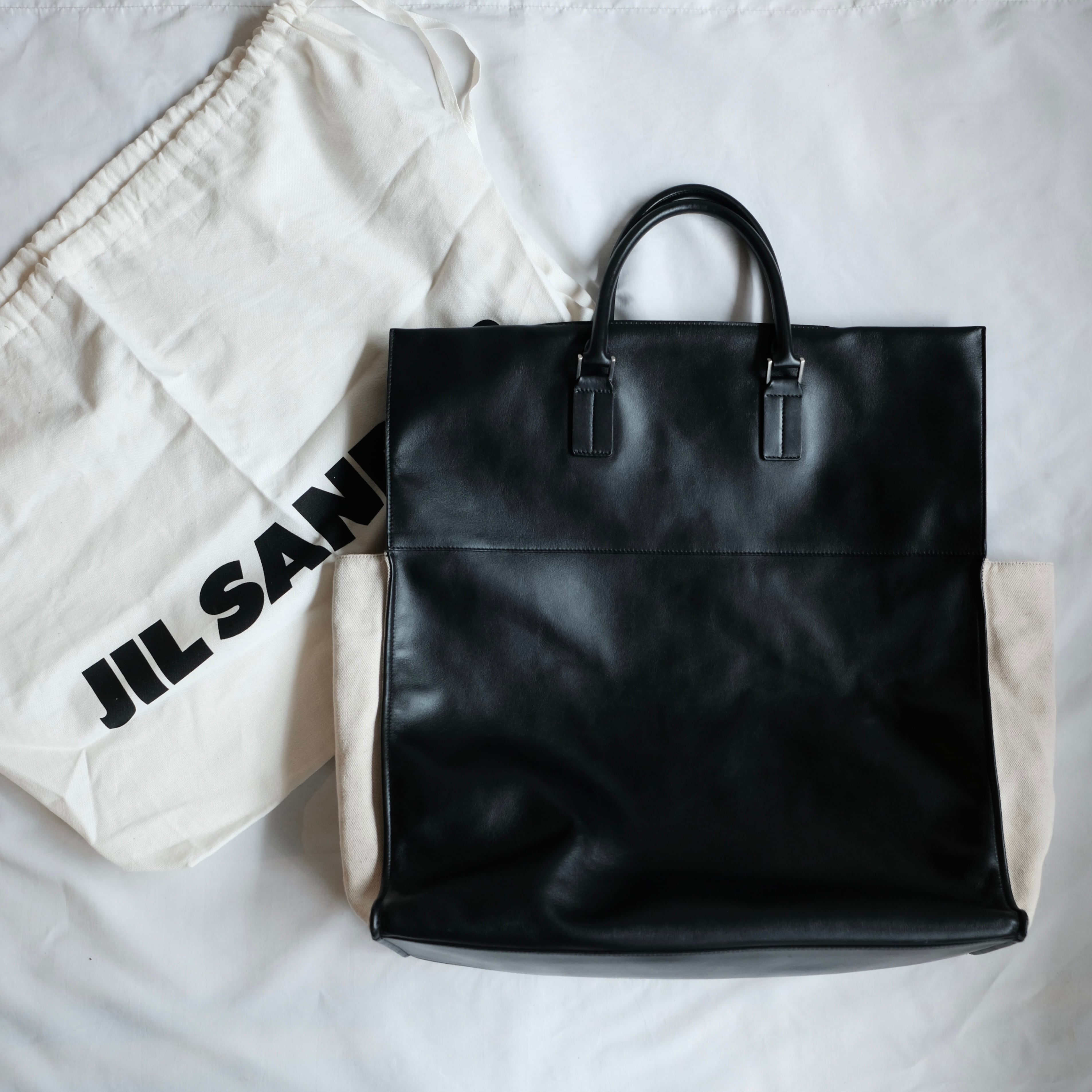 JIL SANDER LEATHER LINEN TOTE BAG | safarionline