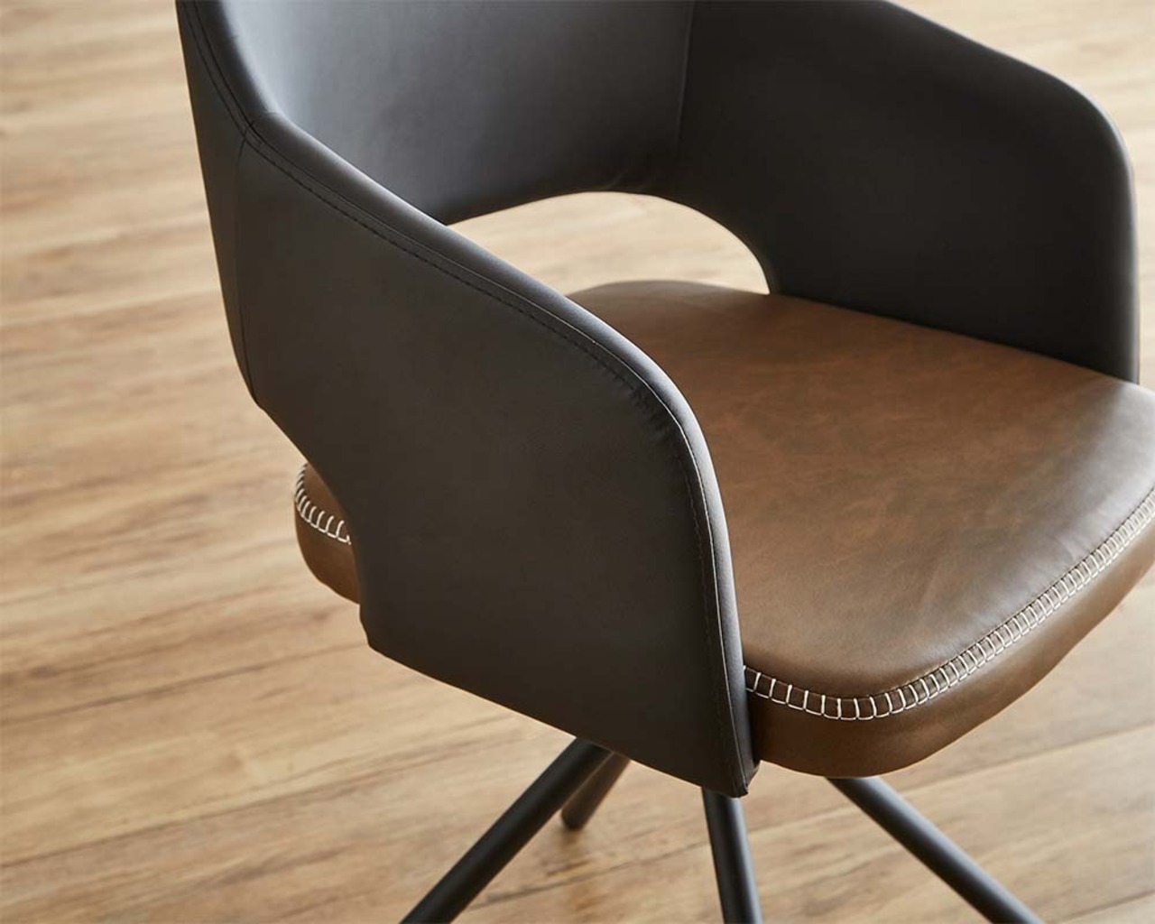 レザー調ラウンドダイニングチェア　75cm幅テーブル 2点セット【Marlon×Umbure】