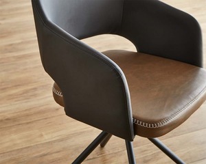 レザー調ラウンドダイニングチェア　75cm幅テーブル 2点セット【Marlon×Umbure】