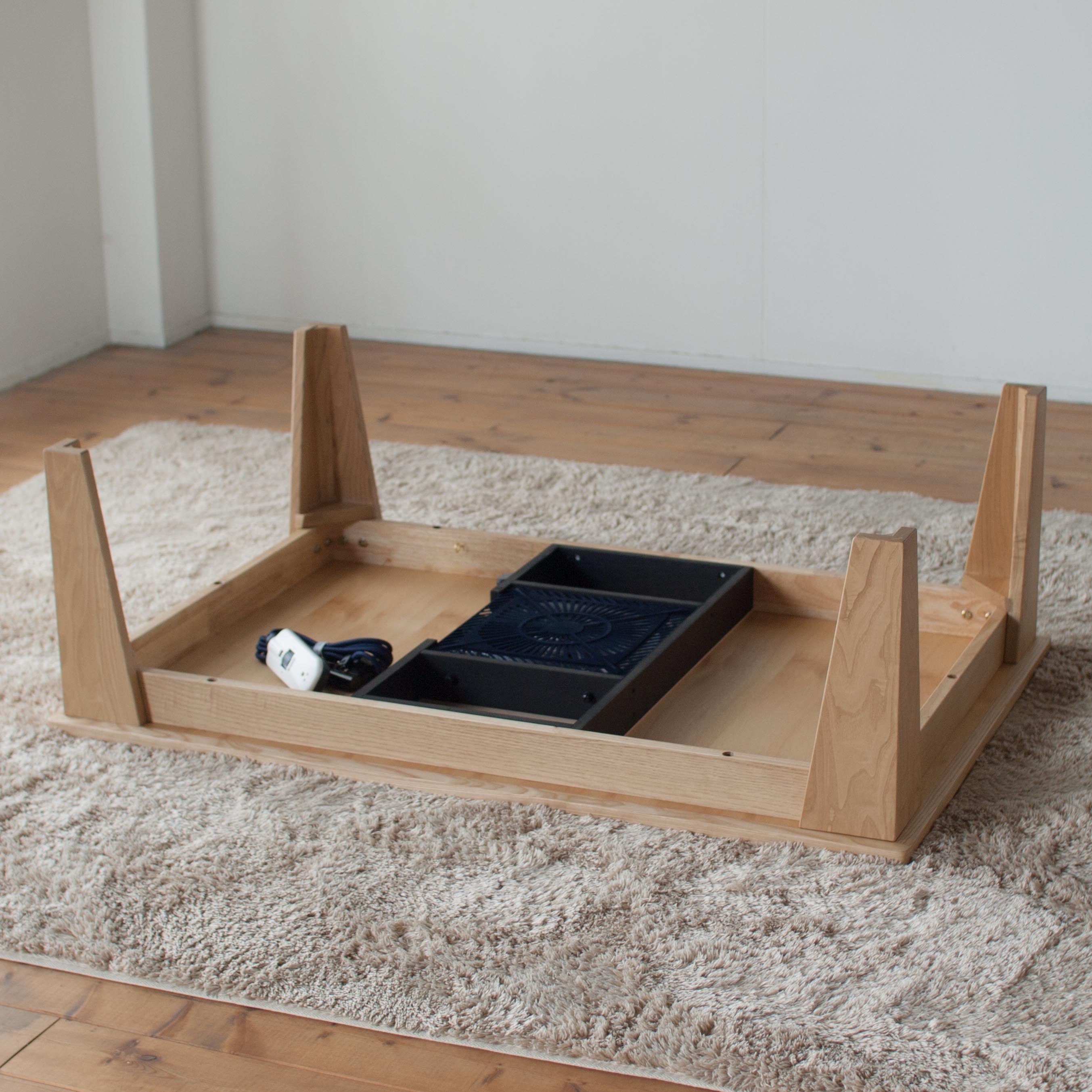 くりの突板角こたつ / かけ布団なし（幅120cm・ハロゲンヒーター付