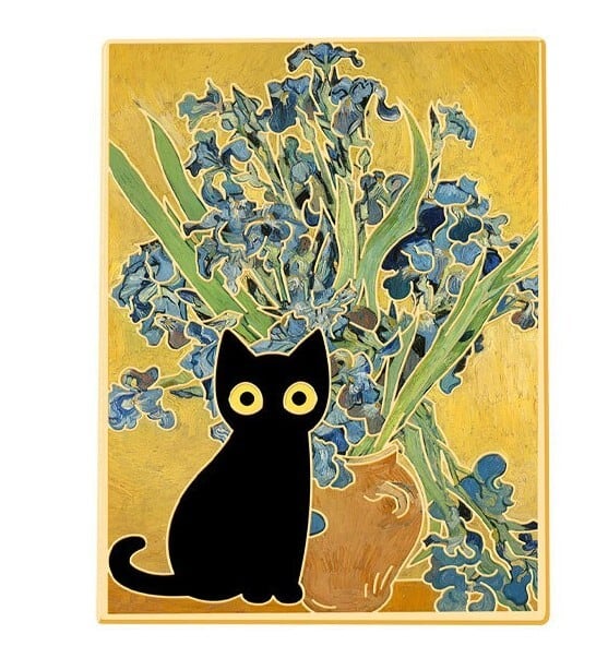 絵画 。壁掛け絵手描き【猫たちのデートの中で素敵なこと】 アートファインボード 猫たちのアトリエ 夜のテラスで語らう猫たち