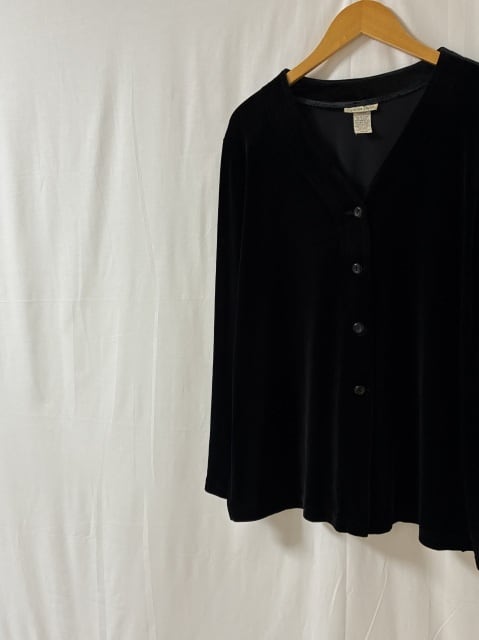1980's Solid Color Velour V-Neck Shirt Cardigan