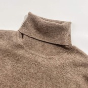 カシミヤ100% ile natural fibre product group アイル タートルネック 半袖 ニット セーター L/ベージュ レディース