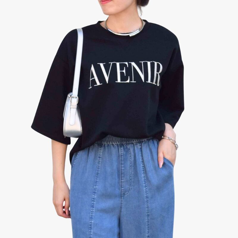 【 ROSIEE 】ロゴ刺繍5分袖スウェット