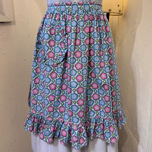 vintage pink×blue  flower frills apron