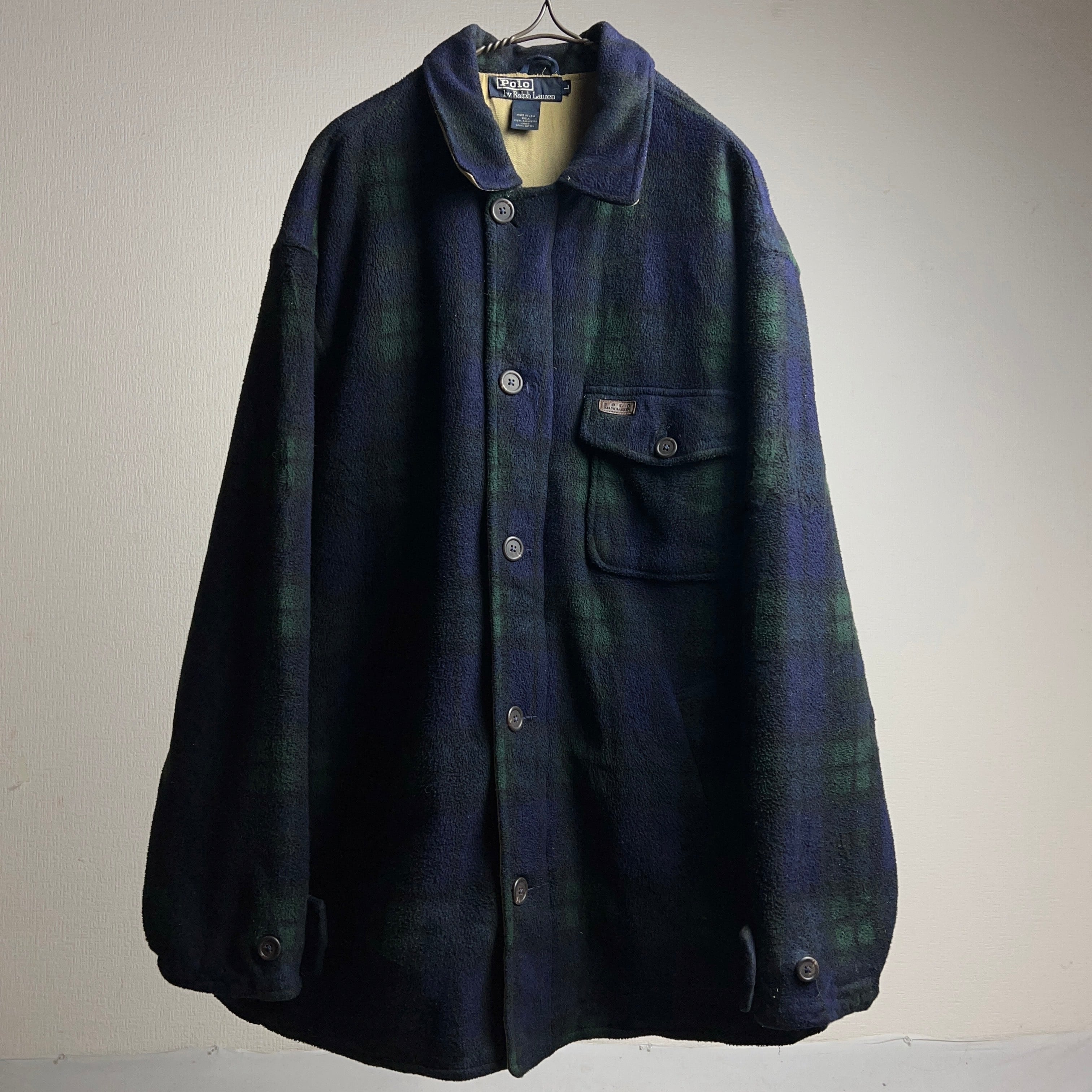 90's Polo by Ralph Lauren Plaid Fleece Jacket USA製 SIZE L 90年代