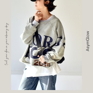 ダメージ加工ビッグシルエットロゴプリントTシャツ A00369