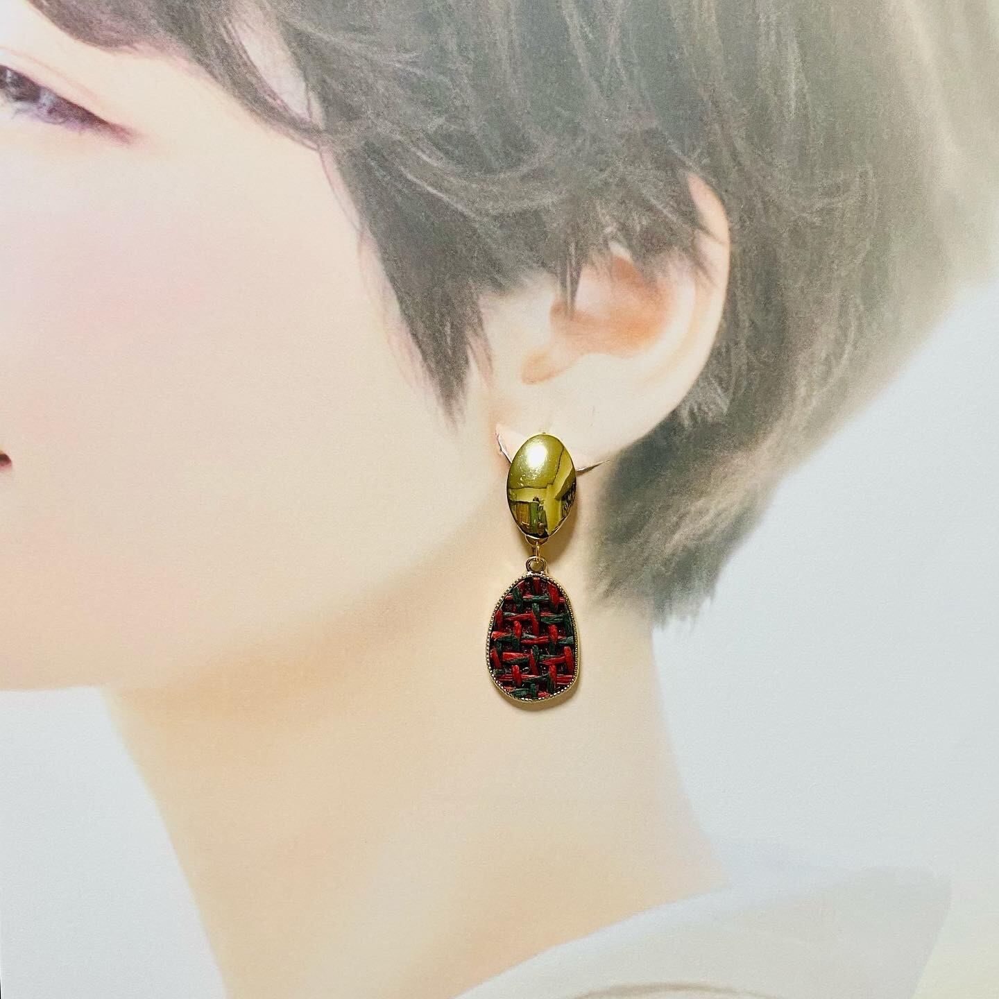 クリスマスBOX】ルチルクォーツ ウォーターメロン、チャームピアス