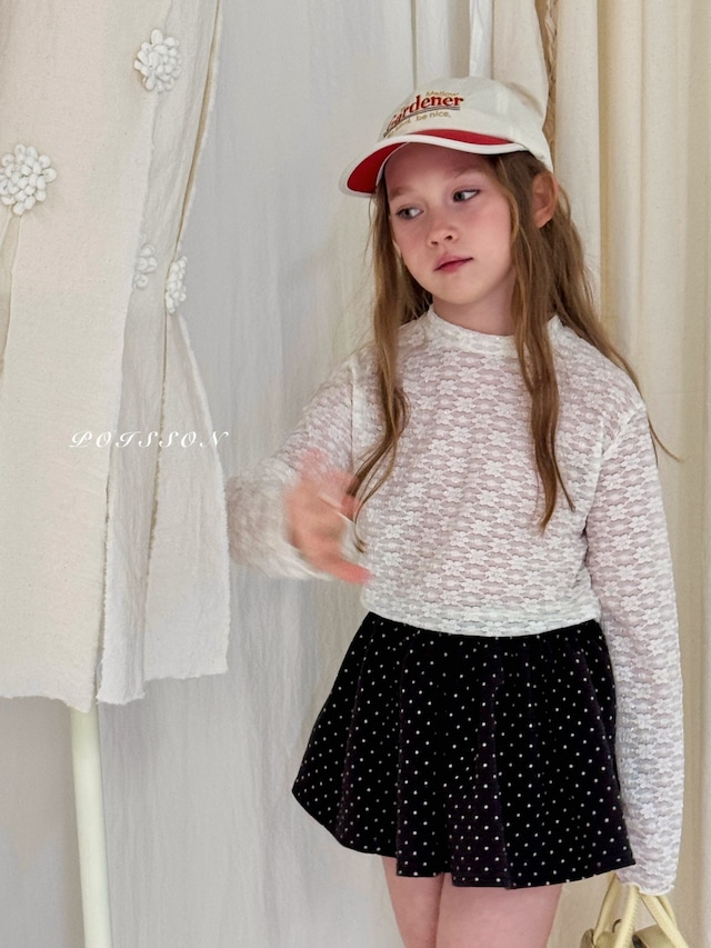 【取寄】poisson|lace layered tee|レースレイヤードTシャツ|S-JM|kids&jr|26 autumn