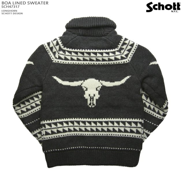 ボアラインドセーター｜ジップカーディガン｜カウチンセーター