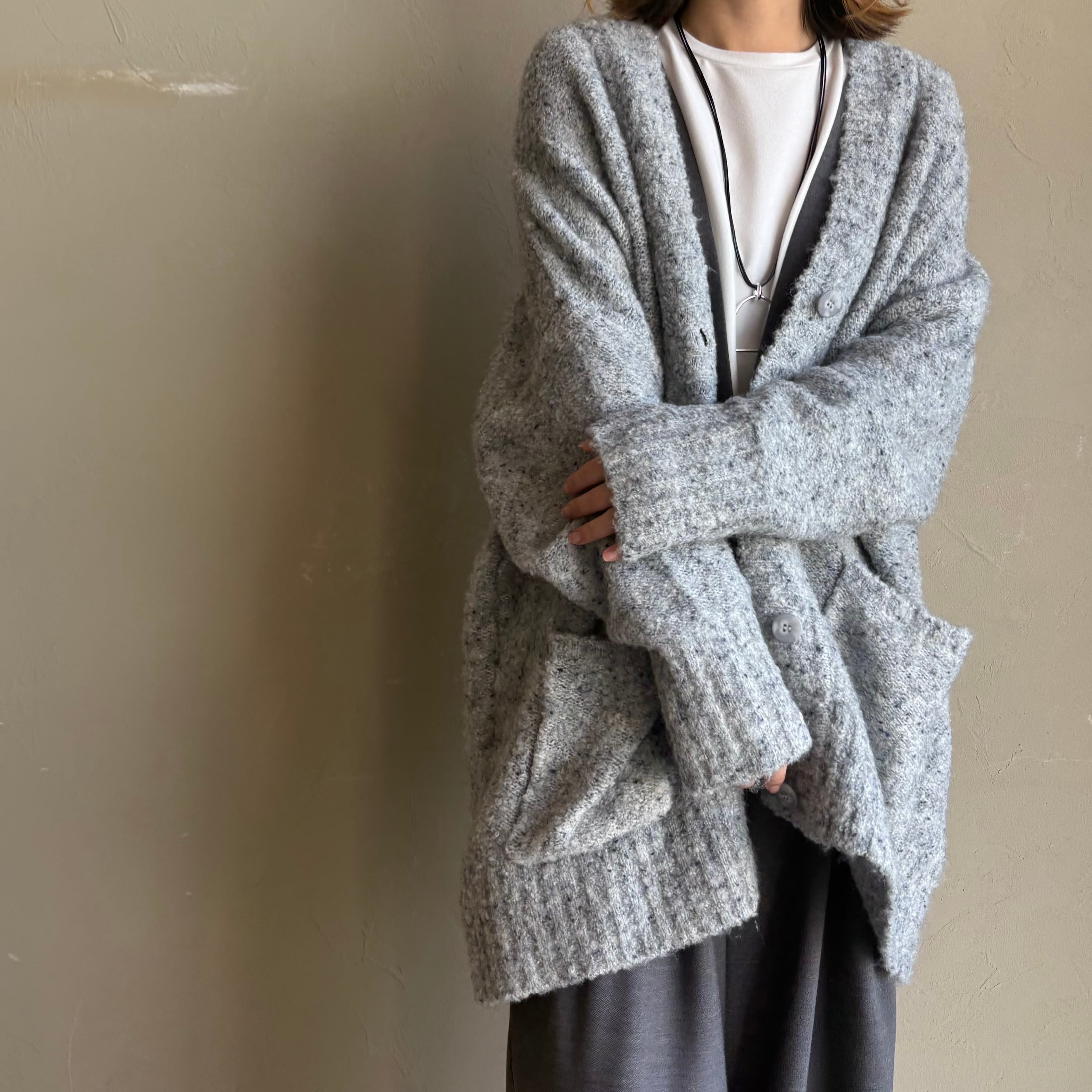 【 CYNICAL 】ミックスブークレニットカーディガン