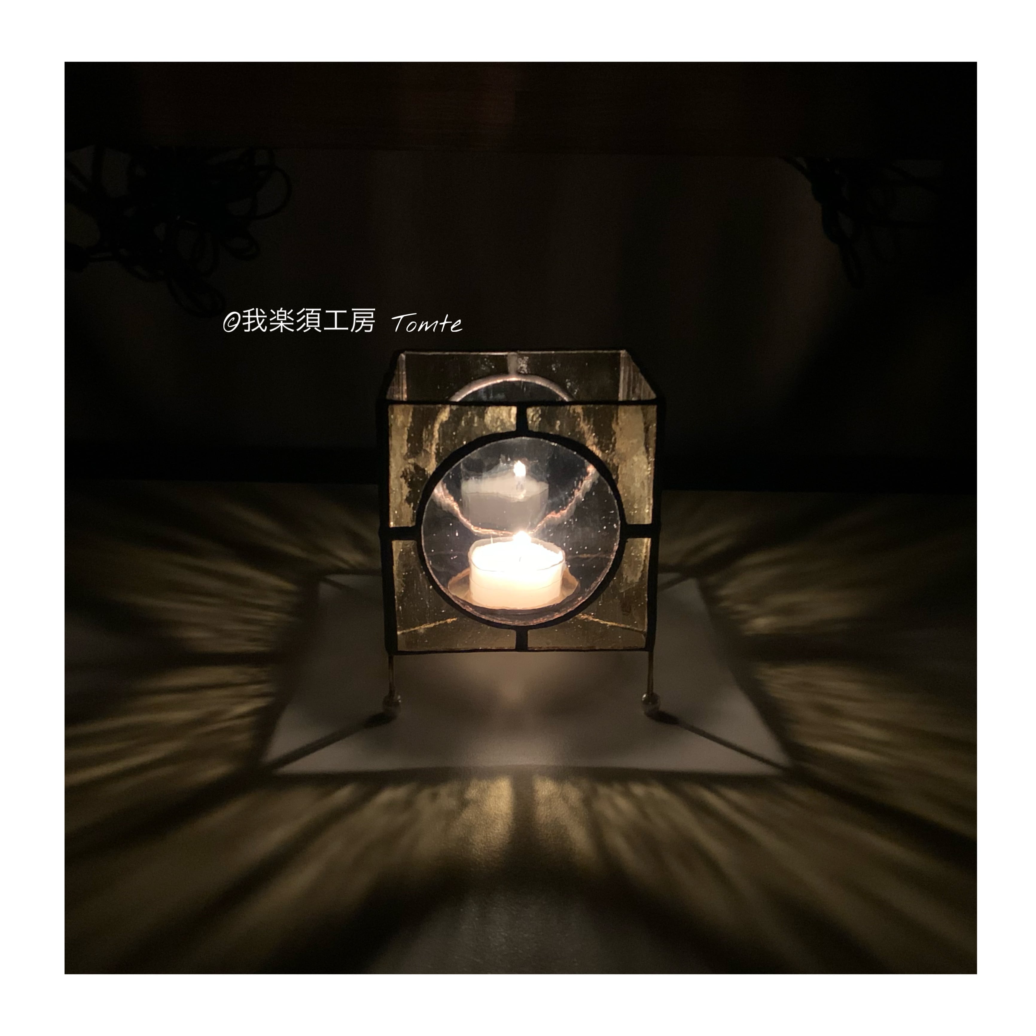 イエローキャンドルスタンド キャンドルホルダー ステンドグラス雑貨