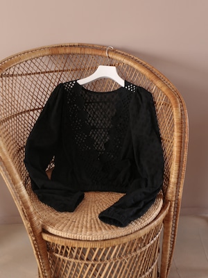 2way cotton lace blouse（black）