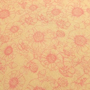 USAコットン Belle & Boo  Sunshine & Sandcastles シーサイドフラワー イエローXコーラルピンク