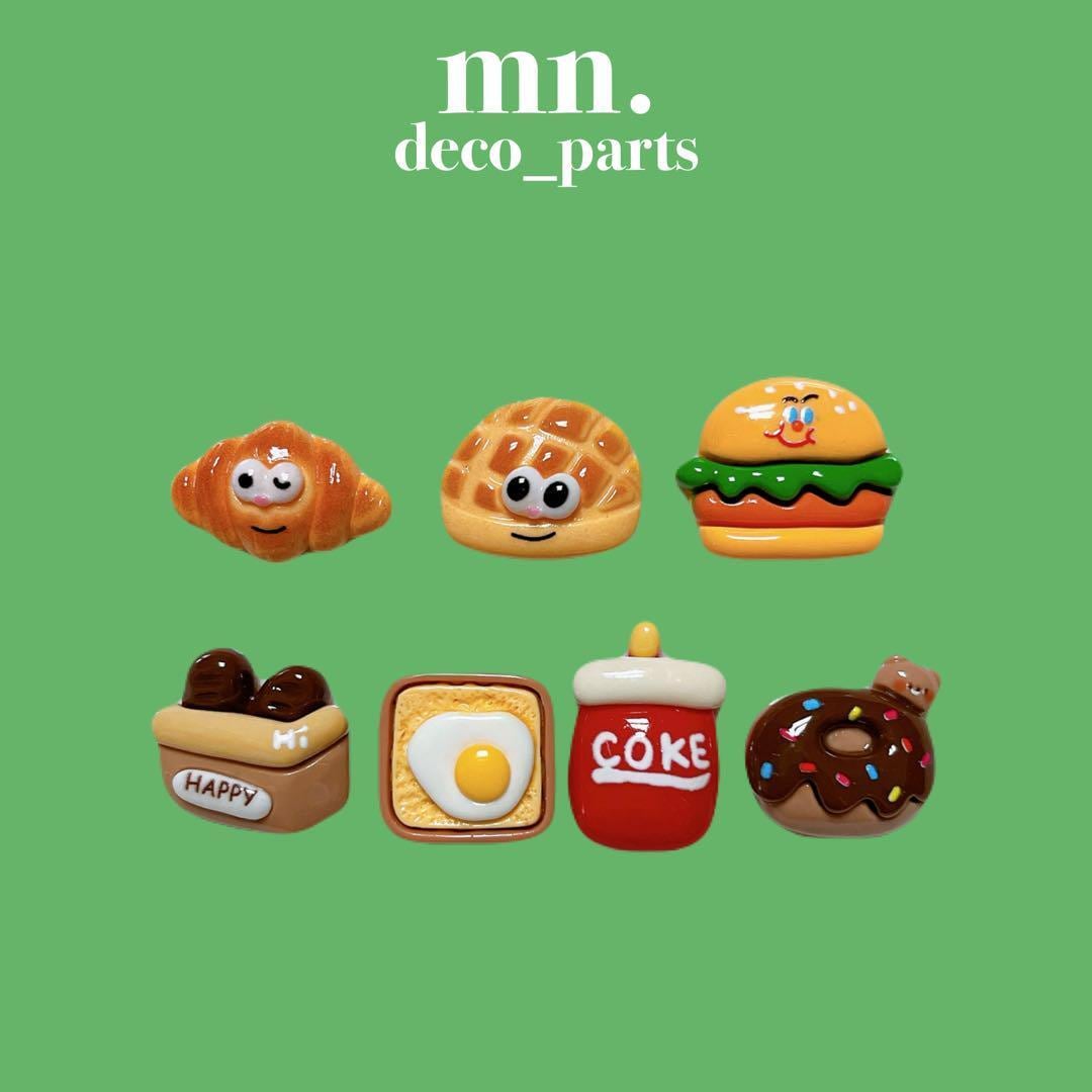 2個セット】デコパーツ ハンドメイド資材 ハンバーガー ドーナツ パン