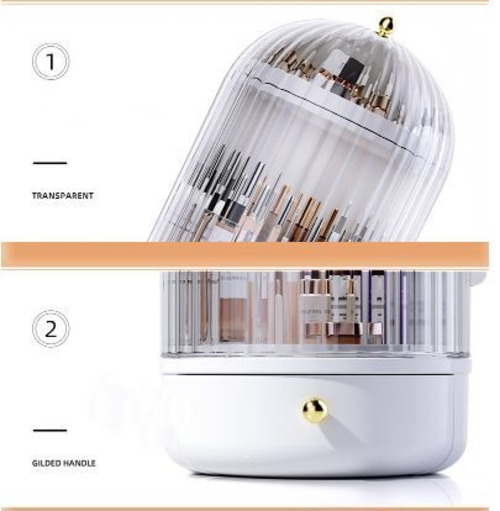 メイクボックス コスメボックス 透明カバー付き 360度回転 お菓子入れ 引き出し付き 化粧品収納ボックス 大容量 化粧品 収納 メイクケース 化粧品入れ 多機能 コスメ アクセサリー ジュエリー 乳白色透明カバー 黒色透明カバー