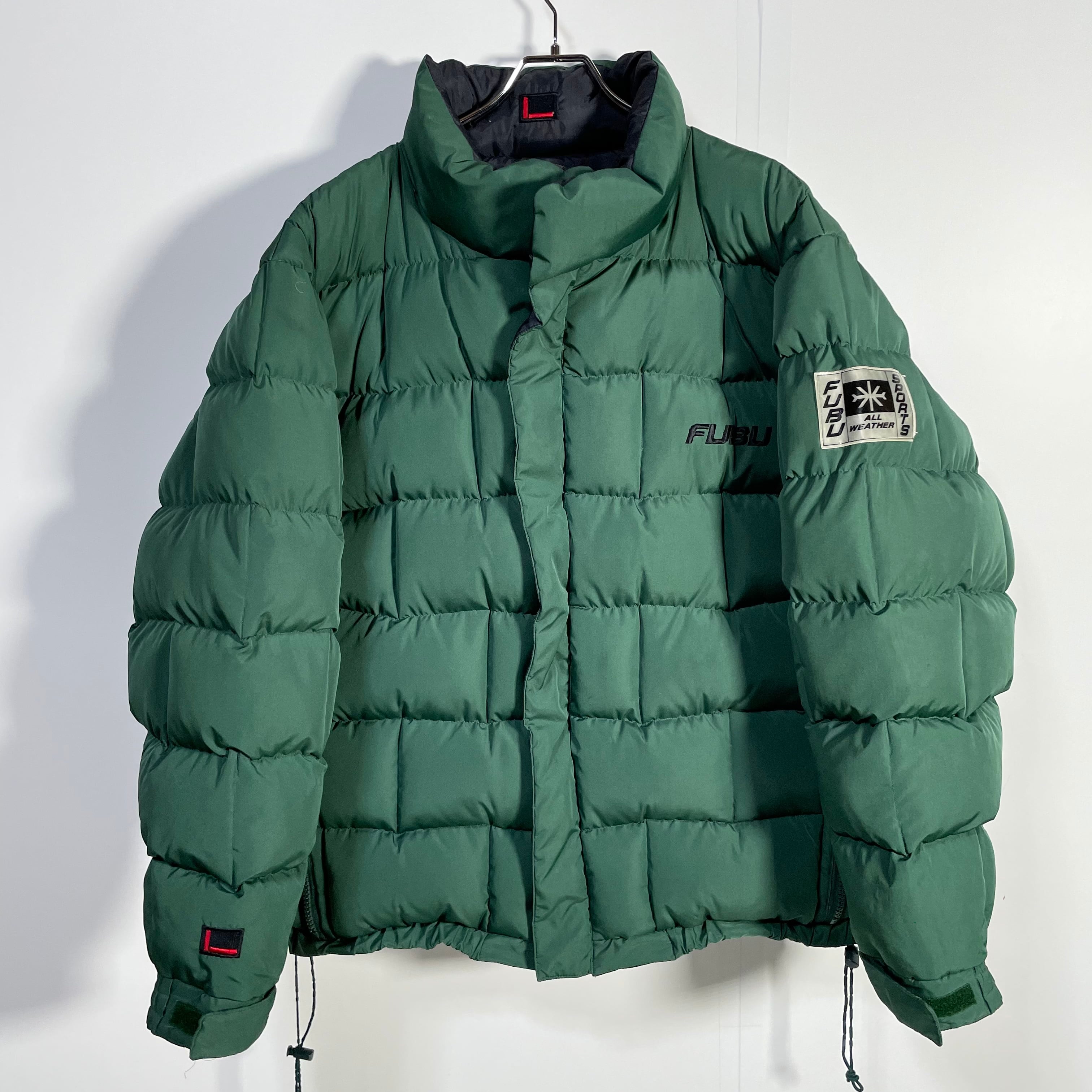 90s FUBU フブ リバーシブル オーバーサイズ ダウンジャケット ブラック×グリーン