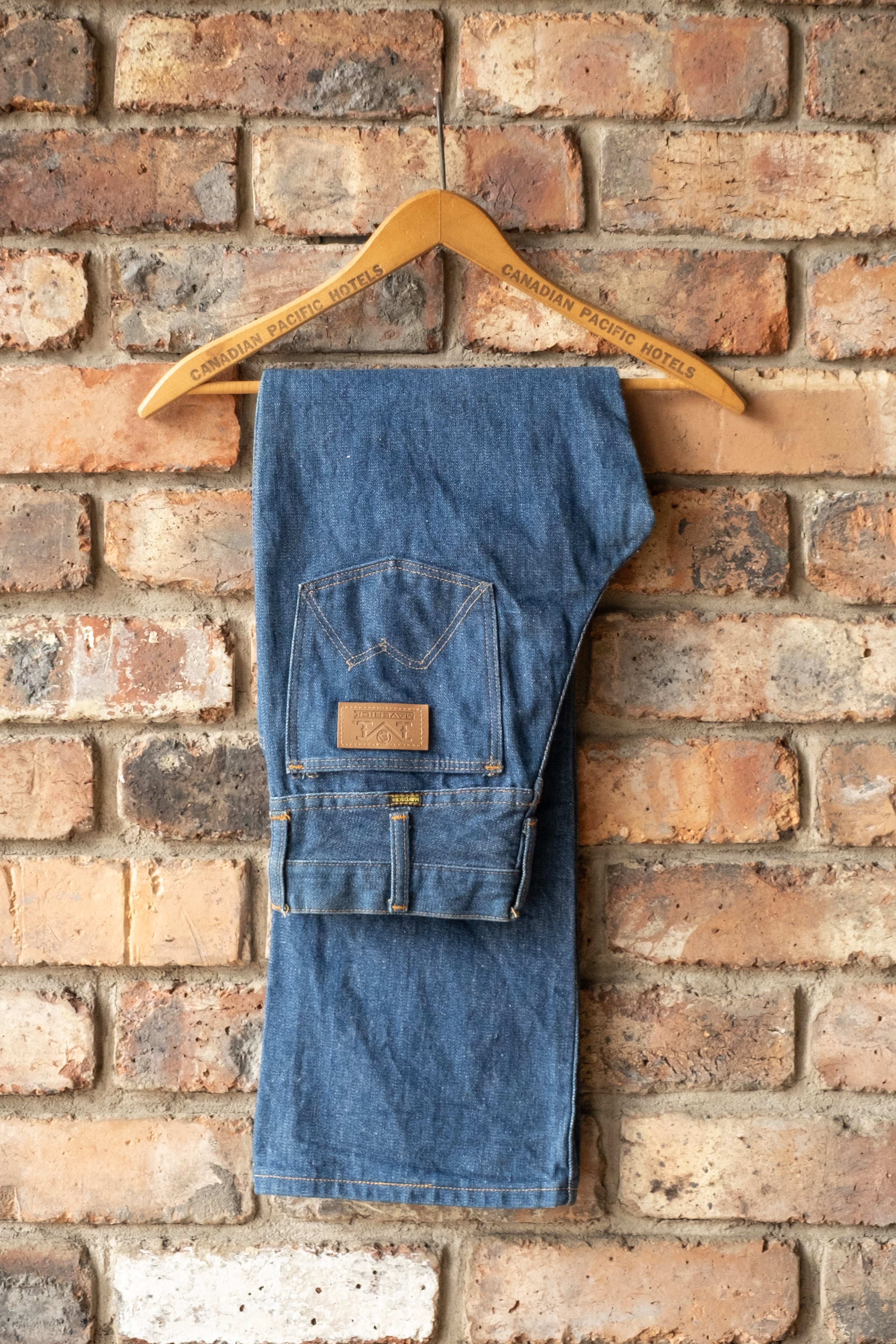 70s 80s MAVERICK デニムパンツ SCOVILL 実寸W34 Maverick Flare Denim Pants Scovill Zipper | 38clothing