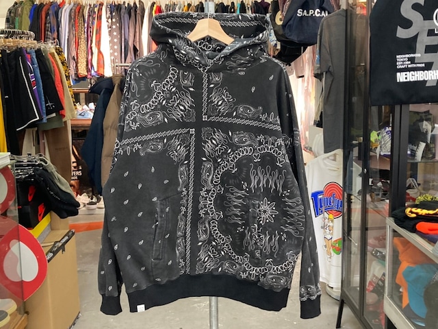 TAIN DOUBLE PUSH × ELEPHANT BRAND TAIN PAISLEY HOODIE MEDIUM BLACK 40KJ0389