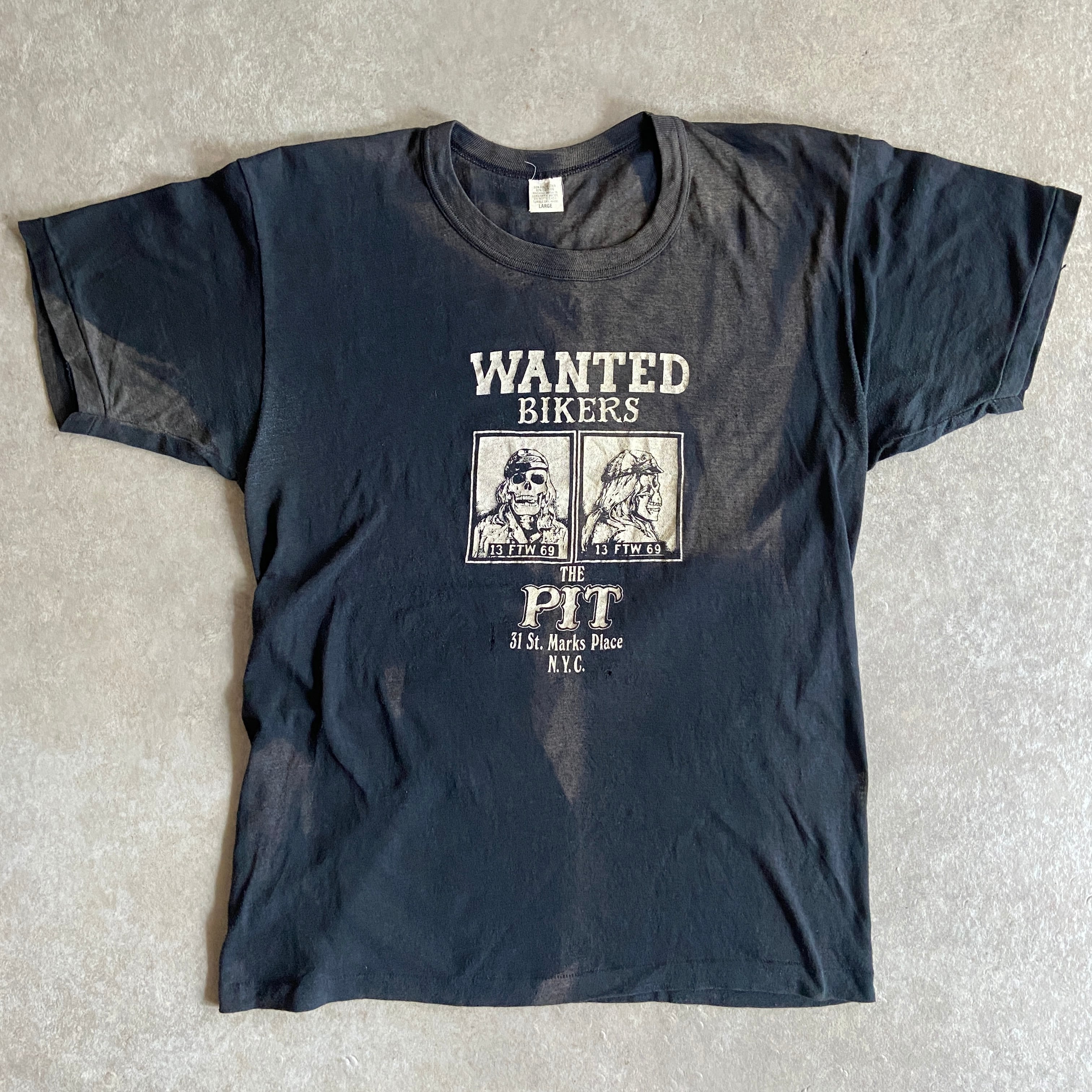 1980s The Pit WANTED BIKERS Tee L H452
