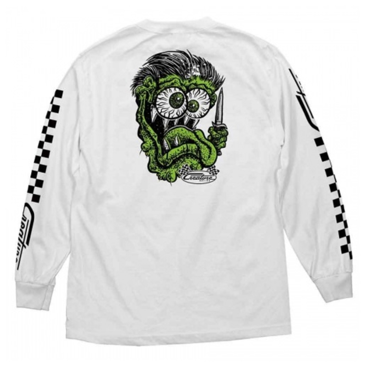 Creature Grease Monkey Long Sleeve T-Shirt White (クリーチャー 