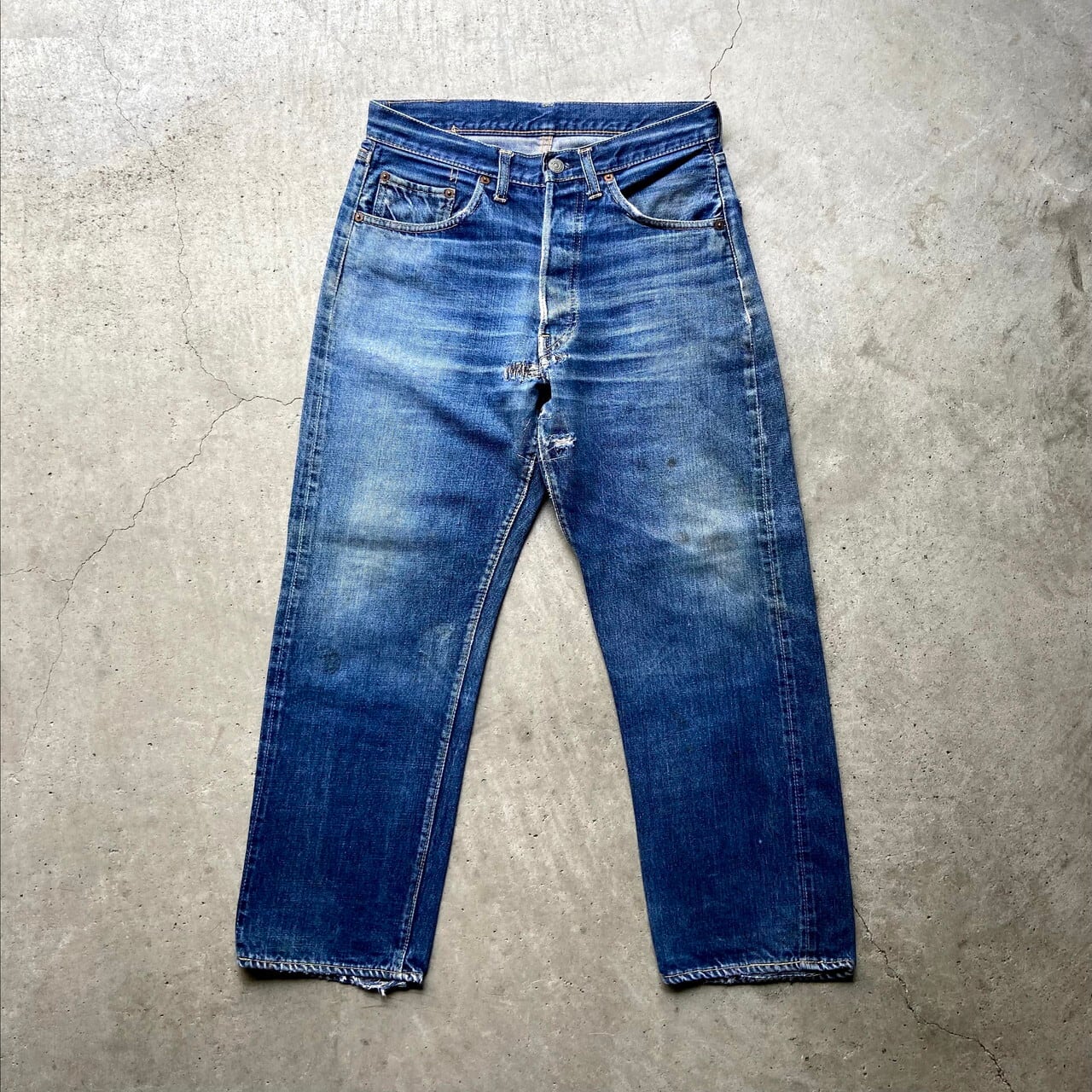 60s  levi's  501 BIGE Sタイプ後期　濃紺　鬼ヒゲ　蜂の巣全長85cm