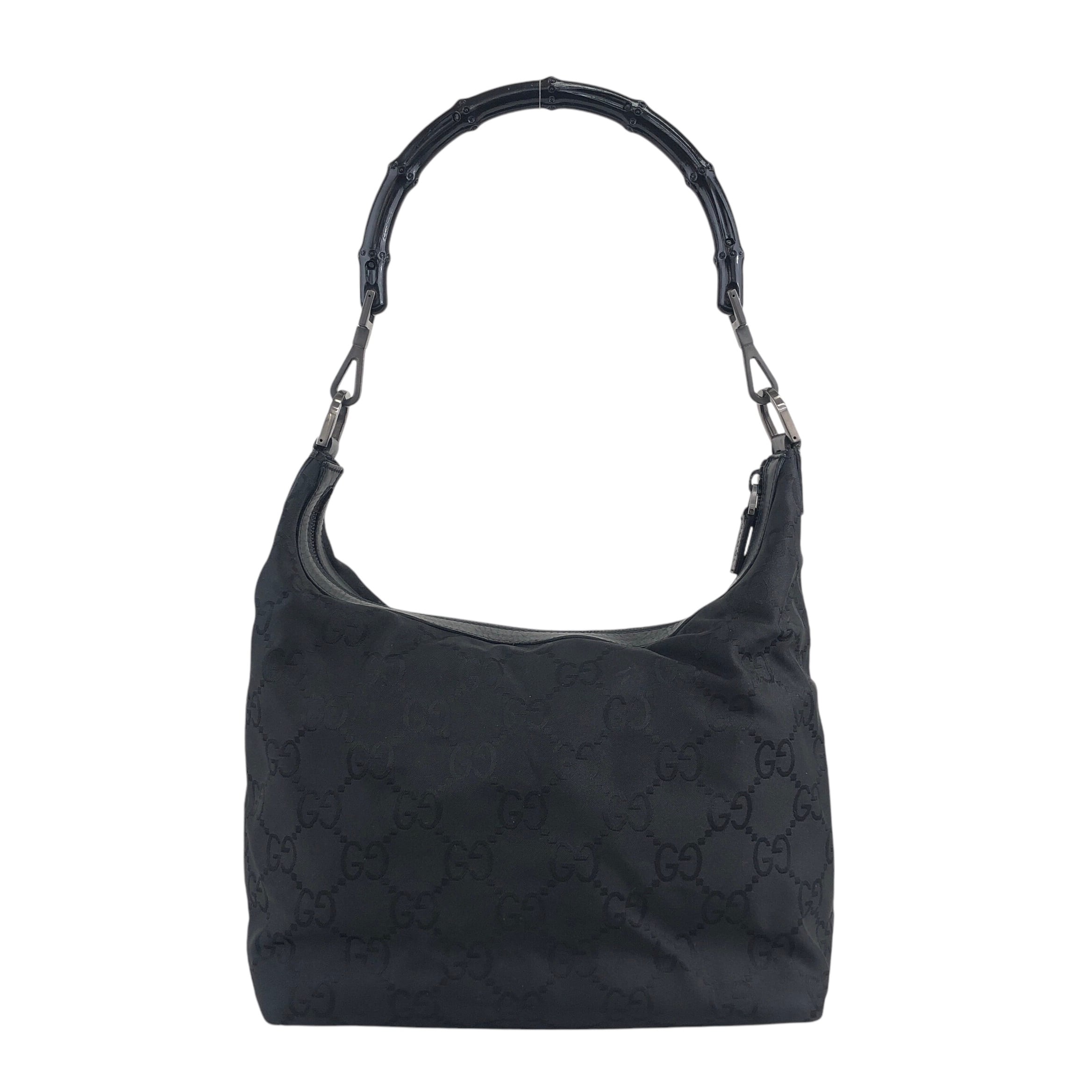 GUCCI グッチ  GGキャンバス ショルダーバッグ ブラック バンブー ナイロン レザー  ifi8dz GUCCI グッチ GGキャンバス ショルダーバッグ ブラック バンブー