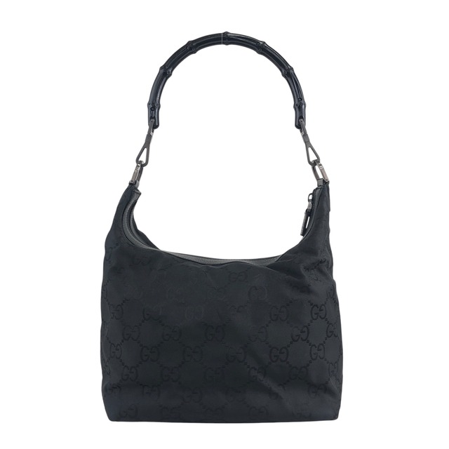 GUCCI グッチ GGキャンバス ショルダーバッグ ブラック バンブー ナイロン レザー vintage ヴィンテージ オールド ifi8dz