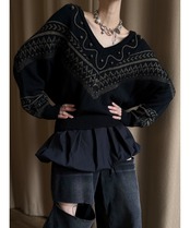 retro mode design black knit-5019-10