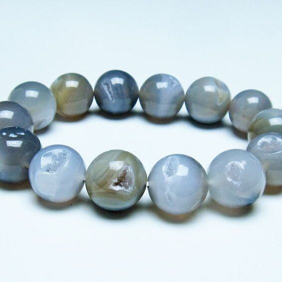 アゲート 笑口ブレスレット 16mm 一点物 メール便可 [M便 1/10] 111-39637