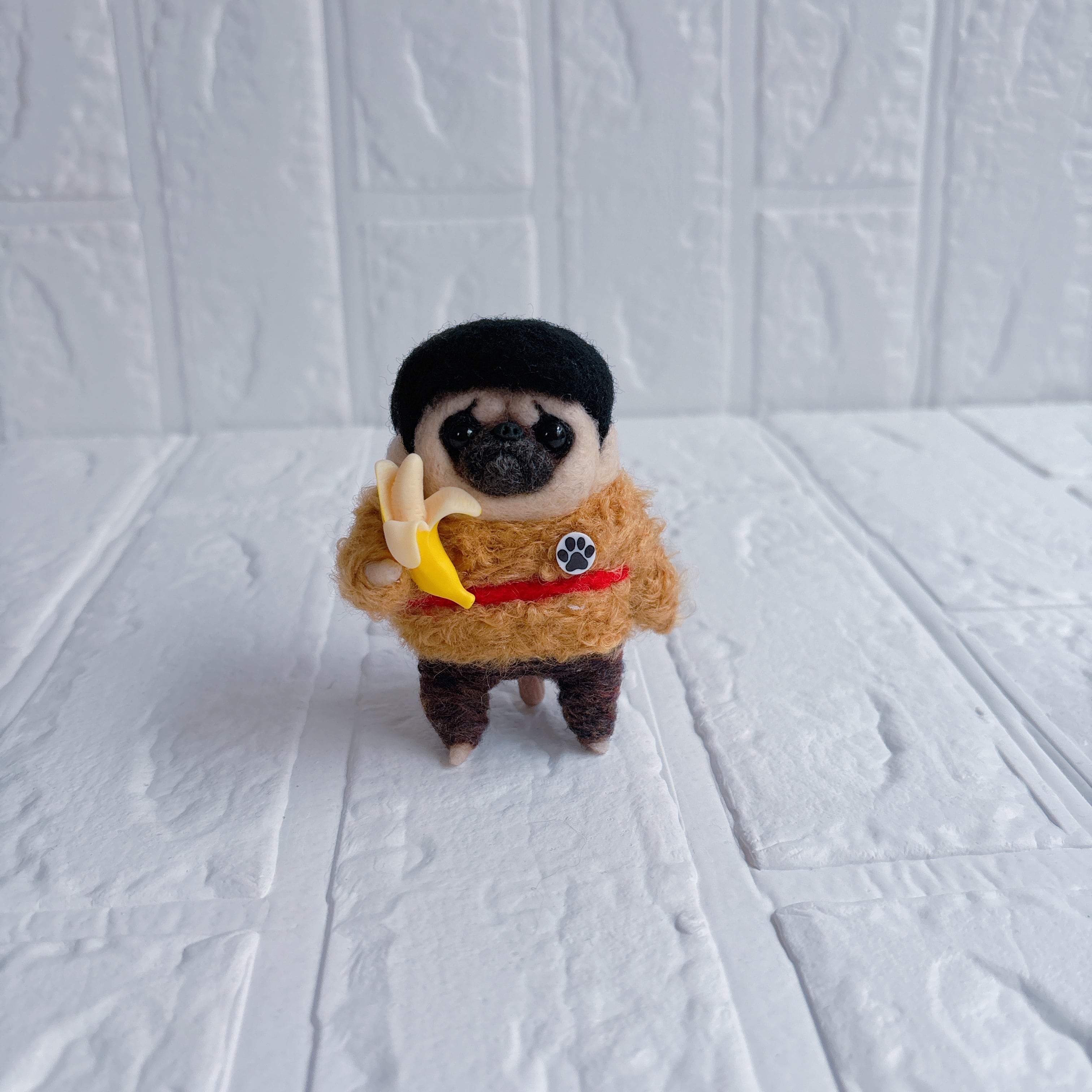 羊毛フェルト　　パグ オーダー うちの子みたい♡羊毛フェルト パグ♡♡ ずっとそばに 記念