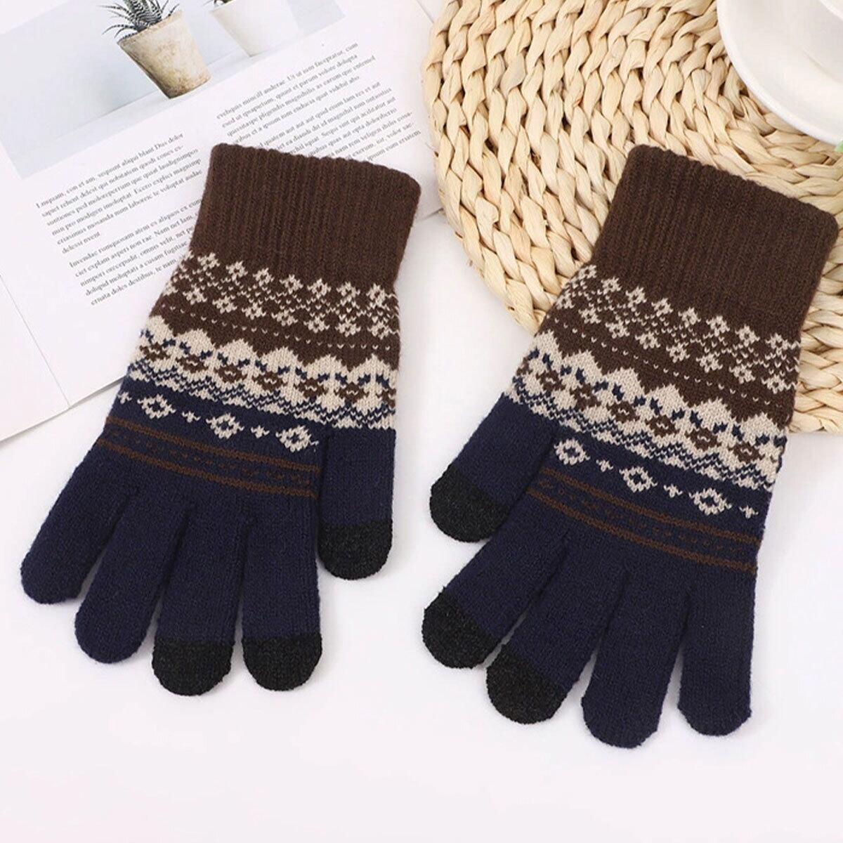 ジャガード ニット 手袋 北欧風 レディース 防寒 保温 暖かい 秋冬 裏起毛 きれいめ カジュアル 大人 かわいい おしゃれ スマホ対応 タッチパネル対応 大人可愛い 大人女子