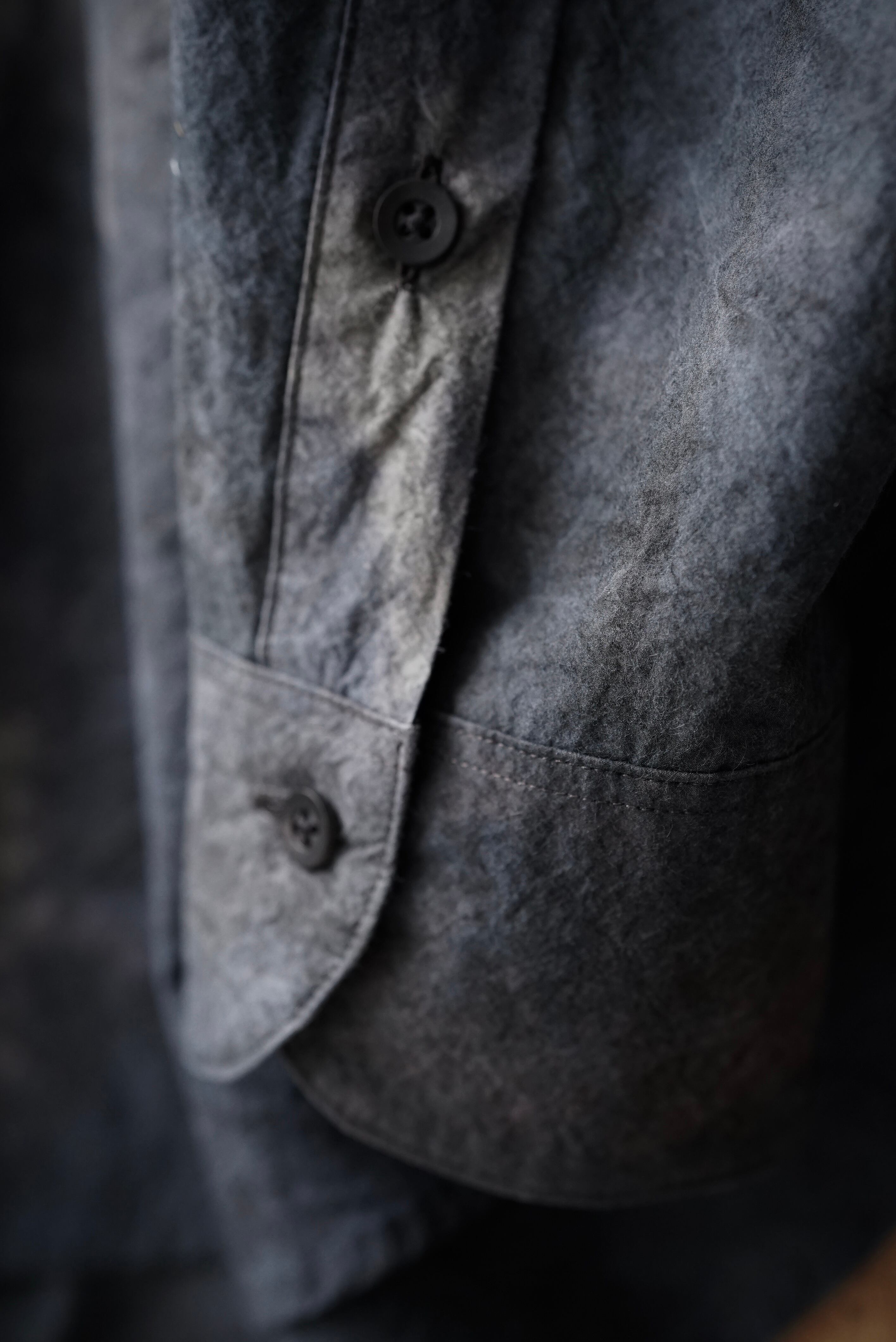 Dark Dyed Poplin / Granpa Shirts (BLACK MIST) | C O L I N A