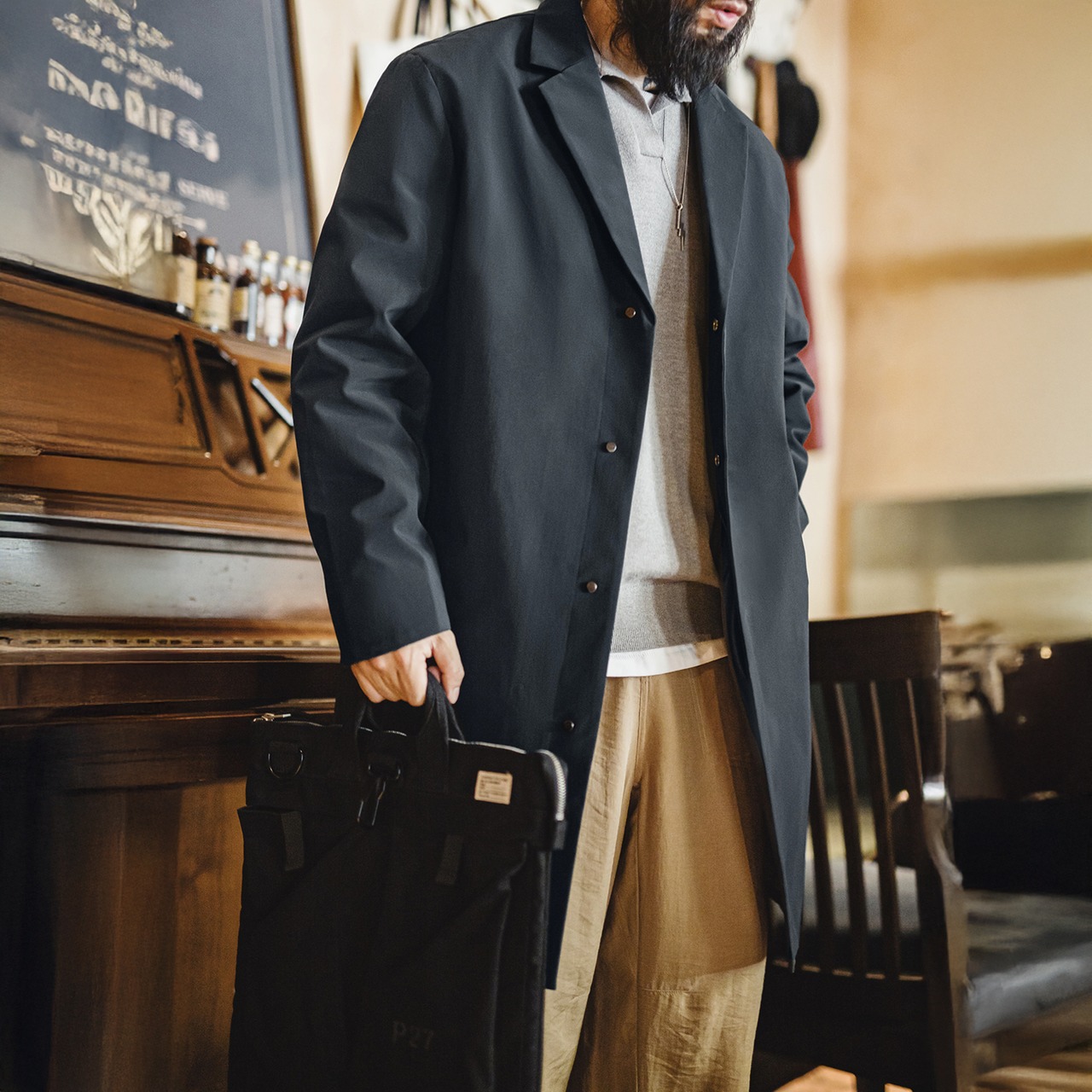 Dark Blue Lapel Coat / ダークブルー ラペル コート