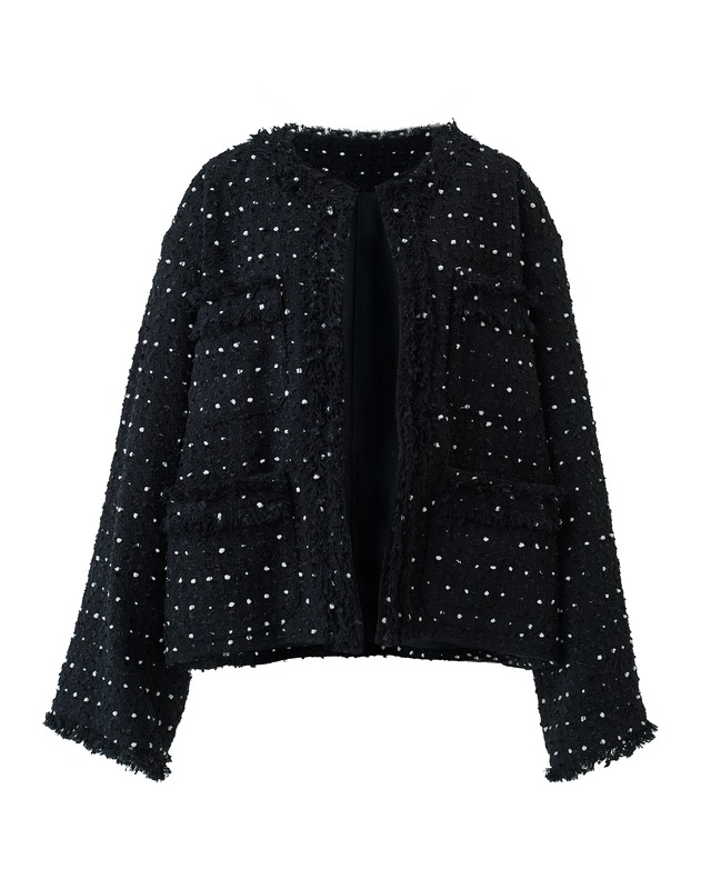 ツイードカーディガン vonne　ブラック