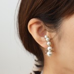 クリップパールピアス 韓国デザイン 両耳用 パール5個 SILVER 4㎝ パーティーピアス プレゼントピアス 人と被らないピアス bittersweet