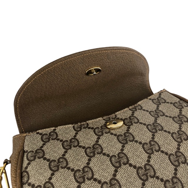 GUCCI グッチ GGプラス ショルダーバッグ ベージュ PVCレザー ラウンド ミニバッグ vintage ヴィンテージ オールド ku752d