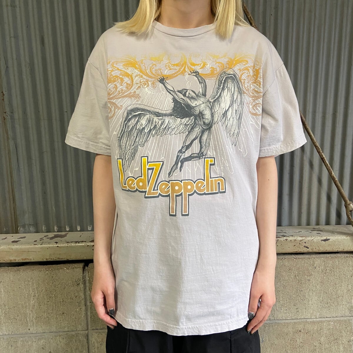 LED ZEPPELIN レッドツェッペリン バンドTシャツ メンズXL 古着 グレー 