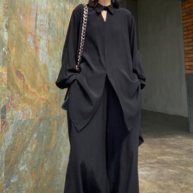 ルーズラペル長袖シャツ＆ワイドパンツ ST0146