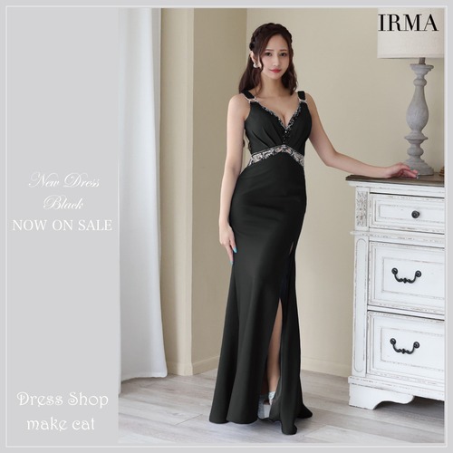 【IRMA JEAN MACLEAN】【即納】【当店特別価格】【税込】【IRMA】ロング 大人 高級キャバドレス ロングドレス クラブ ワンピース IRMA イルマ リングショルダー/シアー/ビジュー/スリット入り/タイト ロングドレス (41662)