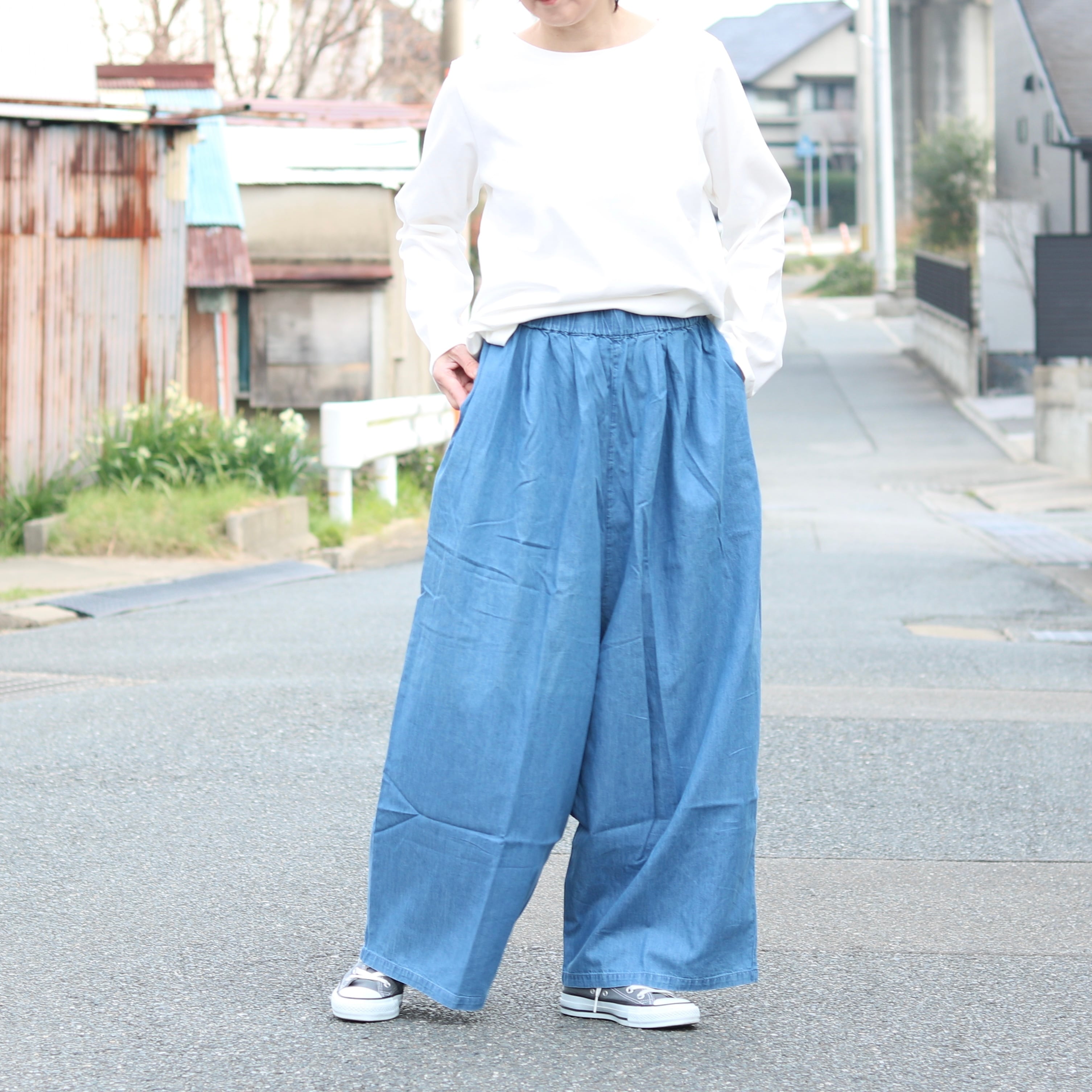デニム タック ワイドパンツ | Zakka so-la