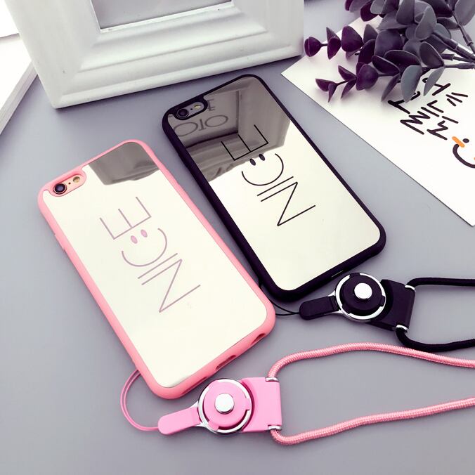 iPhone 8/ 7 ミラー スマイルケース ピンク ニコちゃん