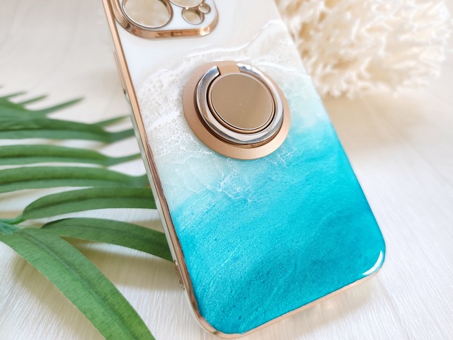 123.オーシャンレジンアート iPhoneケース 3wave